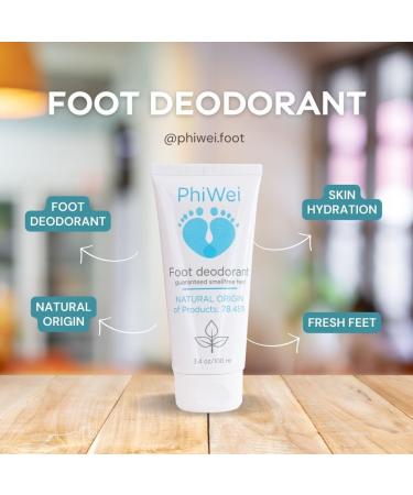 Foot deodorant PhiWei foot cream ointment for the effective elimination of foot odour treatment with 80% ingredients of natural origin effective for 24 hours no odour fresh feet 100 ml. - Buy Online on GoSupps.com