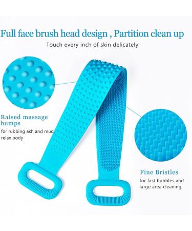 Inmorven 35.5 Silicone Back Scrubber Shower Brush for Men and Women - Long Lasting Exfoliating Body Brush (Blue) - Buy Online on GoSupps.com