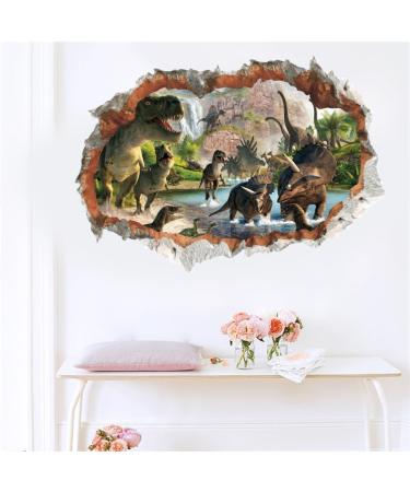 Dinosaur Animal Plant Wall Stickers - 3D Breaking Wall Decals for Bedrooms & Living Room - Buy Online on GoSupps.com