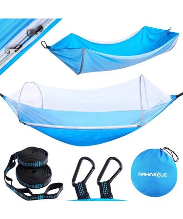 HAHASOLE Camping Hammock with Mosquito Net - Includes Tree Straps & Carabiners - Ripstop Nylon Lightweight & Portable Travel Bed Set with Bug Net for Hiking Backpacking Beach Easy Setup Outdoor Gear Hammock Only