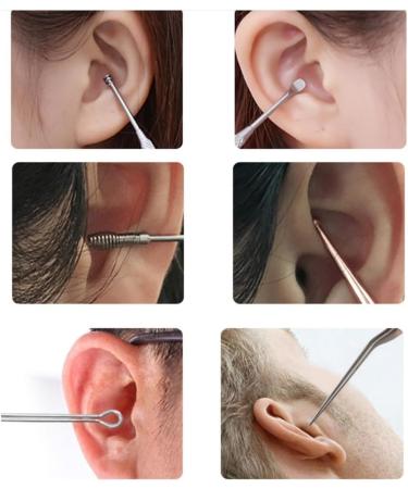 Portable Ear Spoon & Earwax Cleaning Tool Set - Metal Curette Remover with Storage Box for Adults - Silver - Buy Online on GoSupps.com