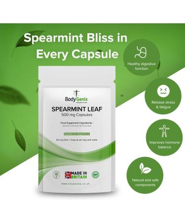 Bodygenix Spearmint Leaf Veg Capsules | 120 Capsules, 4 Month Supply | Made in UK - Buy Online on GoSupps.com