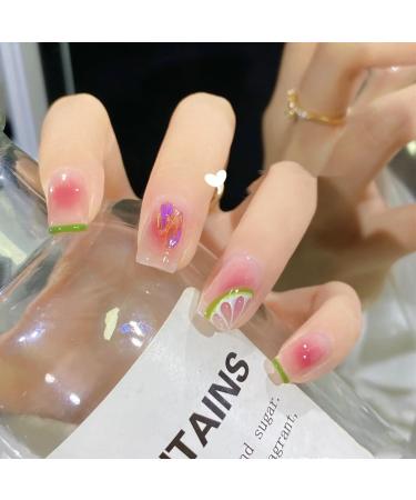 24Pcs/Set False Nails Super Sparkling Summer Lime False Nails Acrylic Fake Nails Full Cover Nails Tips Artificial Finger Manicure Press on nails for Women and Girls - Buy Online on GoSupps.com