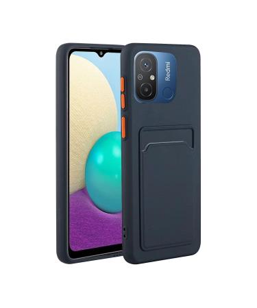 Tivenfezk Nadoli Silicone case for Xiaomi Redmi 12c Ultra thin shockproof scratch -resistant wallet soft TPU protective cover mobile phone case with credit card holder xiaomi redmi 12c dark blue