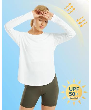 G4Free Women's UPF 50+ UV Long Sleeve Workout Sun Shirt - White | Quick Dry Lightweight Outdoor Gym Hiking Top - Buy Online on GoSupps.com
