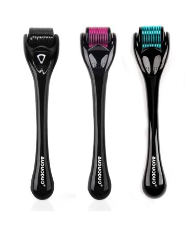 Duoduo Premium Dermaroller 0.3mm /0.5mm /1.5mm with Real Silver needles 3 in1 microneedling roller 540 for skin and hair care for Woman & Man 0.3 /0.5 /1.5mm