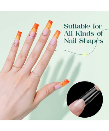 240pcs Clear French Chameleon Long Square Nail Tips - Full Cover Fake Nails with Box for Salons and DIY Nail Art - 10 Sizes - Buy Online on GoSupps.com