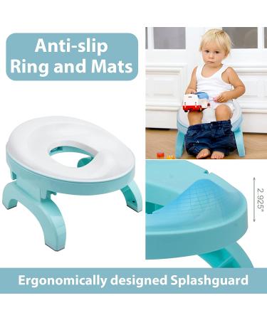 BATTOP Travel Potty Training Seat for Toddler Kids - Portable Foldable Toilet Trainer with Potty Liners - 2-in-1 Go Potty Chair for Boys and Girls - Mint Green Potties with Carry Bag - Buy Online on GoSupps.com