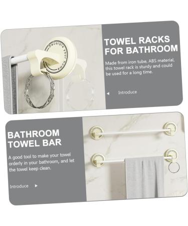 STOBAZA Towel Rod 2pcs Cream Towel Holder Bathroom Rack Organizer Towel Rack No Trace Stickers Double Pole Bath Towel - Buy Online on GoSupps.com