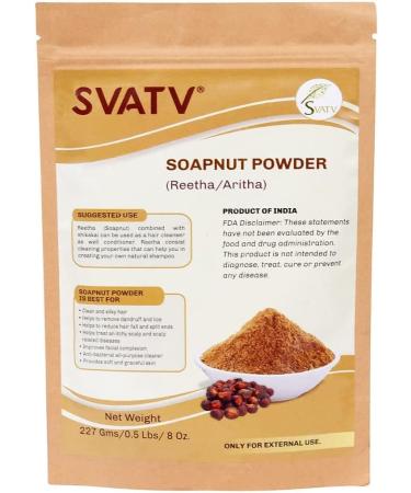 SVATV Soapnut Powder | Reetha | Aritha Powder for Natural Hair Care & Gentle looking Ayurvedic Hair Cleansing Conditioner Powder for Men & Women 227g | 0.5 LB | 08oz