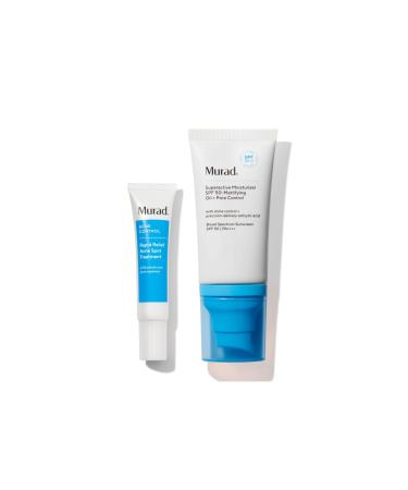 Murad Acne SOS Treat & Protect Combo - Rapid Relief Spot Treament and Superactive Mattifying Oil and Pore Control Moisturizer SPF 50 for Clearing and Prevention of Breakouts Set of 2
