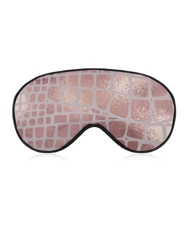 Rose Gold Snake Skin Sleep Mask for Women Adjustable Sleeping Eye Shades Cover with Elastic Strap
