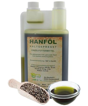 Hemp oil for dogs 1 liter + 70g hemp pellets free from Ecofut Manufaktur