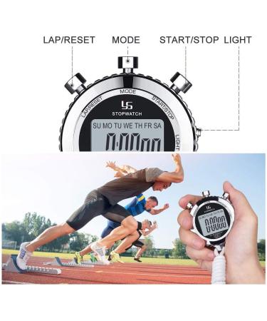 LAOPAO Metal Stopwatch Timer with Backlit | 1/100th Second Precision | 2 Lap Memory | Digital Stop Watch for Coaches - Buy Online on GoSupps.com