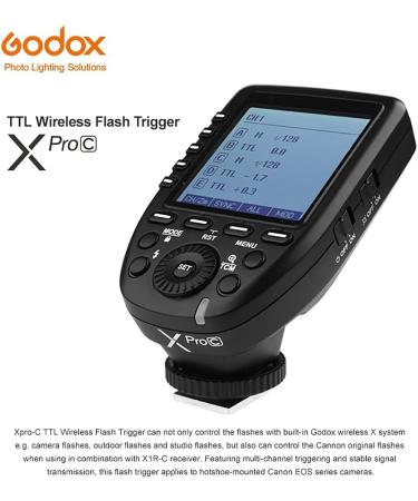 Godox Xpro-C TTL Wireless Flash Trigger for Canon - 1/8000s HSS, TTL/Manual, Large Screen, 5 Group Buttons - Buy Online on GoSupps.com