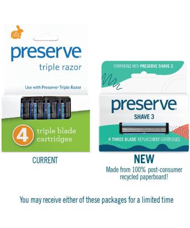 Preserve Shave 3 Razor Replacement Cartridges - 4 Count - Buy Online on GoSupps.com
