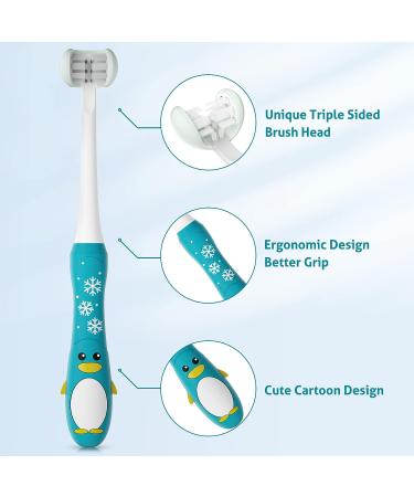 RAZOKO 3 Sided Toothbrush for Kids - Gentle Triple-Angle Training Toothbrush for Toddlers - Effective Oral Care with Great Angle Bristles - Buy Online on GoSupps.com