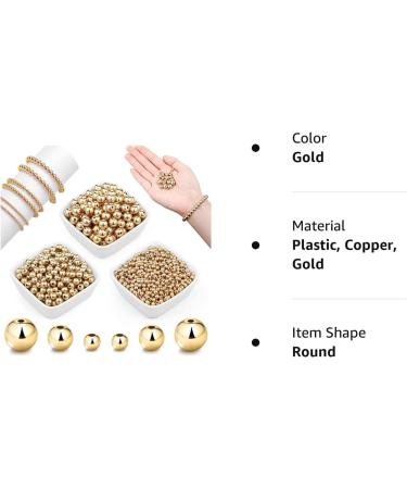 Gold Beaded Spacer Beads - 1200pcs Smooth Round Beads for Bracelet Making - 4mm, 6mm, 8mm - Buy Online on GoSupps.com
