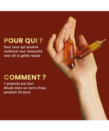 Santarome - Ruche Royale - Royal Jelly 4000 MG Bio - Fomrule ultra dosed & ultra concentrated titrated in 10-HDA - Food supplement immunity - Fatigue immune system - 10 ampoules - France - Buy Online on GoSupps.com