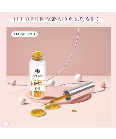 Saviland Gold Liner Nail Art Gel Polish - Soak Off U V LED French Manicure Starter Gel for Swirl Nails - DIY Nail Salon 1 Color Liner Gel - Buy Online on GoSupps.com