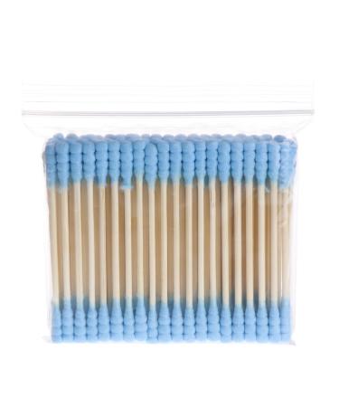 Rtengtunn 100pcs Cosmetic Makeup Cotton Swab Sticks Double Head Ear Bud Cleaning Tools - Blue