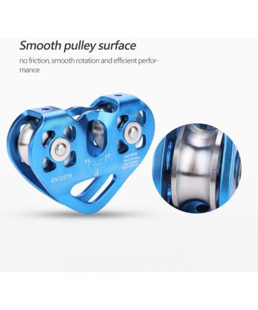 Alomejor Climbing Pulley 30KN | Outdoor Double Axle Heart-shaped Tandem Pulley Cart (Blue) - Ideal for Rock Climbing & Rope Work - Buy Online on GoSupps.com