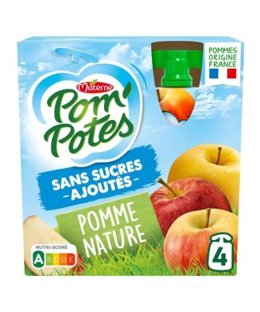 POM'POTES - No Added Sugars Natural Apple 360G - (Pack of 4)