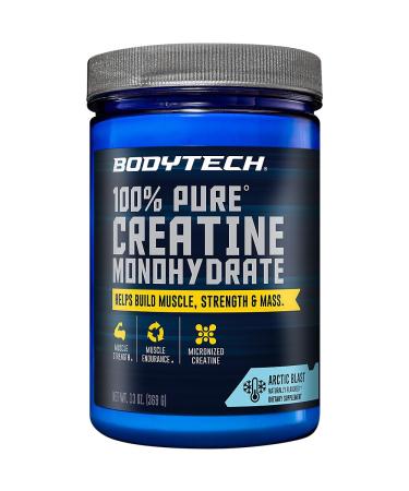 BODYTECH 100% Pure Creatine Monohydrate Powder - Micronized for Maximum Absorption - Supports Muscle Strength & Power Output - Arctic Blast (13 oz 55 Servings)