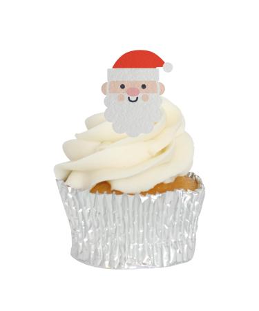 Edible Wafer Father Christmas Faces Pre-Cut Cupcake Toppers - 24pc