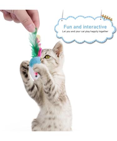 Molain 12 Pieces Cat Mice Toys Furry Cat Toy Interactive Toys Cat Mouse Animals Toys for Indoor Cats and Kittens - Buy Online on GoSupps.com