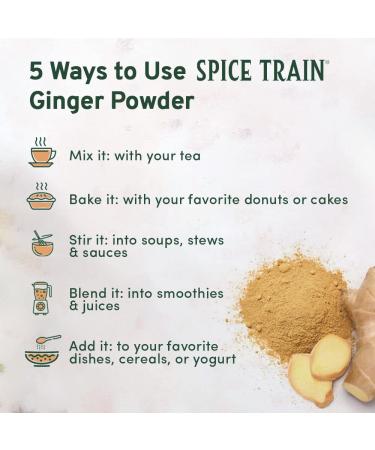 Organic Ginger Powder (397g/14 OZ) - 100% Raw Ground Ginger Root from India | Spice Train Gingerol for Cooking, Baking, Smoothies & Tea - Buy Online on GoSupps.com