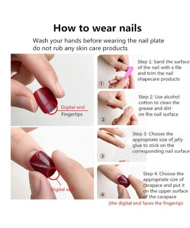 24 Pcs French Press On Nails with Nail Glue - Professional Long Acrylic Design for Women and Girls - Buy Online on GoSupps.com