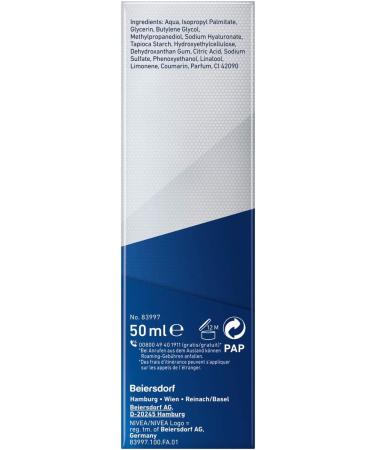 Beiersdorf NIVEA MEN AntiAge Hyaluron Hydro facial gel 50 ml moisture gel reduces even deep wrinkles quickly absorbed facial care with hyaluronic acid 100 g 2er Pack Single - Buy Online on GoSupps.com