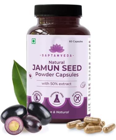 SENTA Natural Jamun Seed Powder Capsules 500 mg (60 Capsules) | Good for Heart & Liver Promotes Healthy Digestion Lower Sugar Level Helps in Detoxification Promotes Better Oral Health