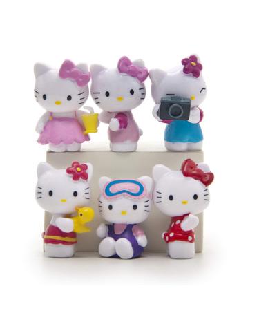 6 Pcs Cute Lovely Cat Characters Toys Kitty Figures Animal Figurines Mini Figure Collection Playset, Cake Topper, Plant, Automobile Decoration, Garden Cake Decoration