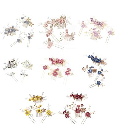 budiniao 4 Pieces Wedding Flower Hair Combs Decorations Headpieces Set Stylish Elegant Girls Headwear Beautiful Bridal Headdress Pink - Buy Online on GoSupps.com