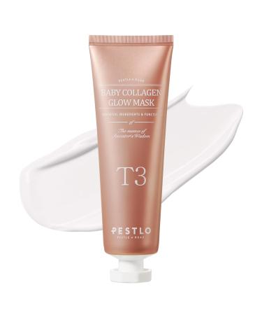 PESTLO Baby Collagen Glow Mask - Korean Peel Off Mask Skincare Infused with Reallagen/T3 Vegan Collagen Aginon Volufiline for Elasticity Firmness Glow Skin and Optional Overnight Use