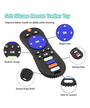 Black Remote Teether for Babies 0-6months & 6-12months - Soft Silicone Teething Toy - Buy Online on GoSupps.com