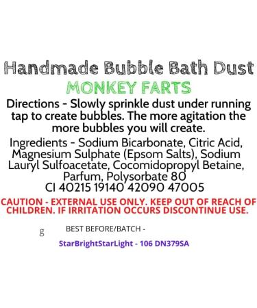 Handmade Bubble Bath Dust - Various Scents (Bath Bomb Dust with Lasting Bubbles) Contains Epsom Salts (Monkey Farts) - Buy Online on GoSupps.com