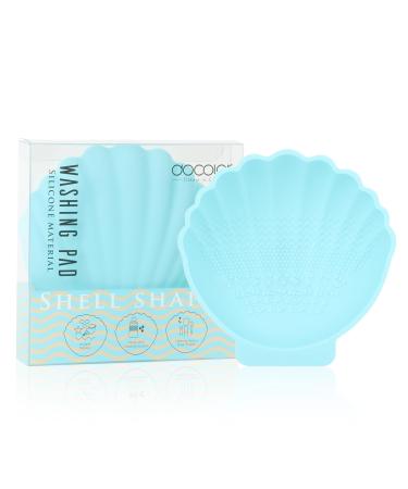 Docolor Silicone Makeup Brush Cleaner Mat Shell shape make up brush cleaner pad Big Size Makeup Brush Cleaning Mat Brushes Cleaning Tool Portable Washing Tool for Makeup Cosmetic Brushes Blue
