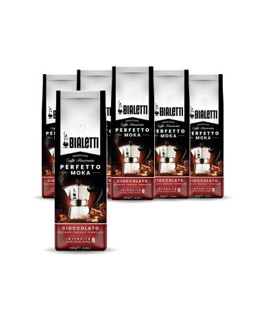 Bialetti - Perfetto Moka Cioccolato: ground coffee with medium roasting chocolate aroma 250g x 6 bag with aromave fleing 1.5 kg (1 Pack) Macinato Perfetto Moka 6 x 250g
