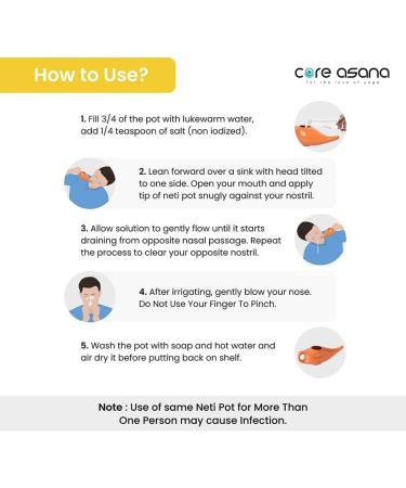 Core Asana Ceramic Jal Neti Pot - Non-Metallic Comfortable Grip for Sinus Congestion | Yoga Neti Pot in Amber - Natural Relief - Buy Online on GoSupps.com