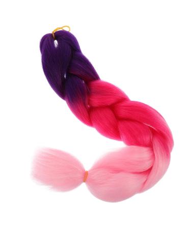 minkissy Pre Stretched Braiding Hair Gradient Color Braid Purple Hair Extensions Big Braid Fake Braid Headwear Hair Extensions for Colored Hair Extensions Braid Hair Extension Ponytail Wig