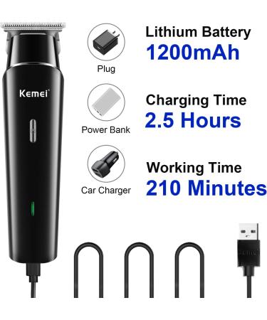 KEMEI Black Hair Clippers for Men Electric Cordless Clippers for Hair Cutting Professional Barber Clippers USB Rechargeable Wireless Haircut Clippers km-1115 - Buy Online on GoSupps.com
