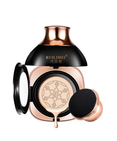 GL-Turelifes Mushroom Head Air Cushion Foundation BB Cream Oil Control Cushion Set CC Cream Moisturizing Concealer Air-permeable Natural Brightening Flawless Makeup(Ivory White))