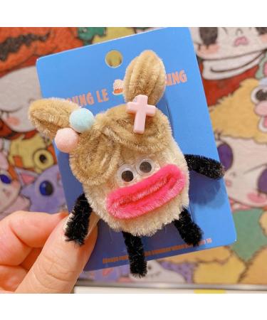 hgnxa Creative Sausage Mouth Girl Shape Hairpin for Girls Carnival Taking Photo Hair Clip Aesthetics Plush Hair Accessories Girl with round face - Buy Online on GoSupps.com
