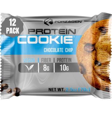 Forzagen Vegan Protein Cookies - 12 Cookies |10G Protein | No Artificial Sweeteners | Vegan Snacks Fresh Baked | Chocolate chip Cookies high Protein Snacks