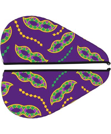 Microfiber Hair Drying Cap & Soft Absorbent Towel Wrap - Quick Dry Beads Carnival Masks for Curly & Thick Hair - Buy Online on GoSupps.com