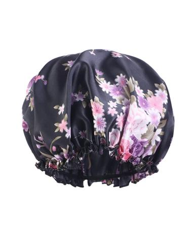 YeeMan 3PCS Flowers Satin Hair Bonnet Set for Curly Hair - Black, Peacock Blue, Fuchsia - Buy Online on GoSupps.com
