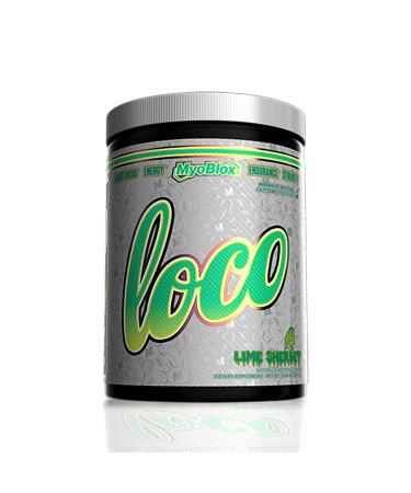 LOCO Pre-Workout Nitric Oxide Booster | Supports Muscle Pumps & Enhanced Vascularity | for Energy Focus & Intensity | 400mg of Natural Caffeine per Scoop (Lime Sherbet)